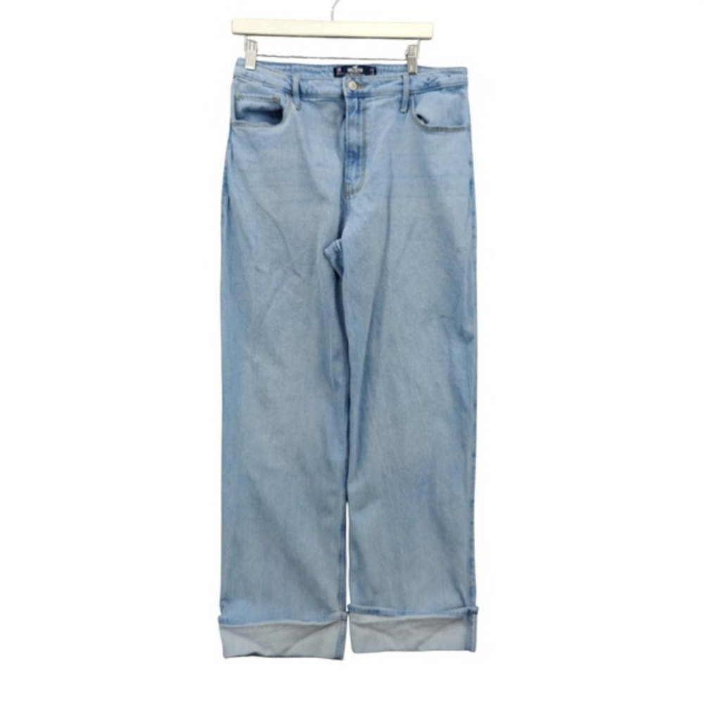 Hollister Womens Baggy 90s Retro Ultra High Rise Dad Jean Straight 32 Light Wash